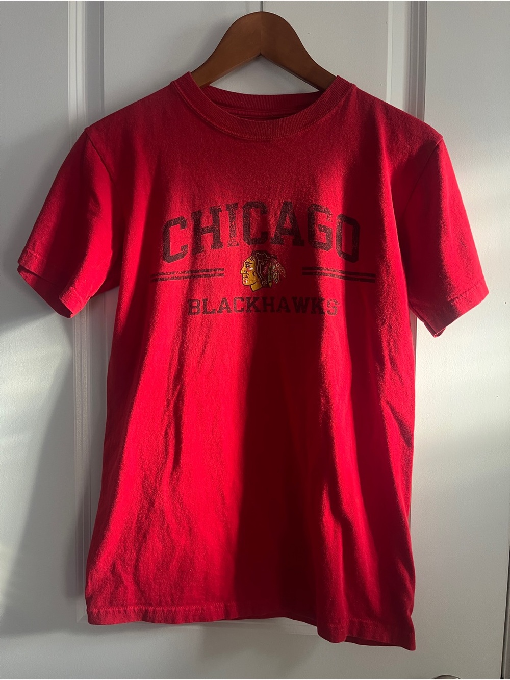 NHL Chicago Blackhawks Red Tee with Team Graphic